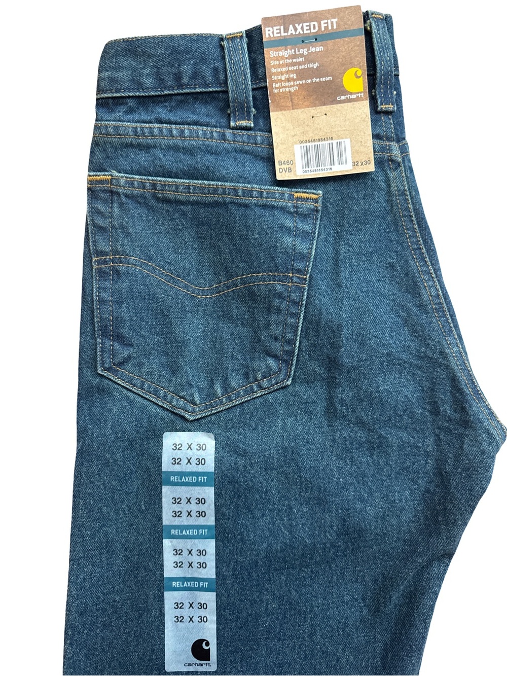 Carhartt Men’s Denim Blue Jeans NWTS Size 32x30 Relaxed Fit Straight Leg Work